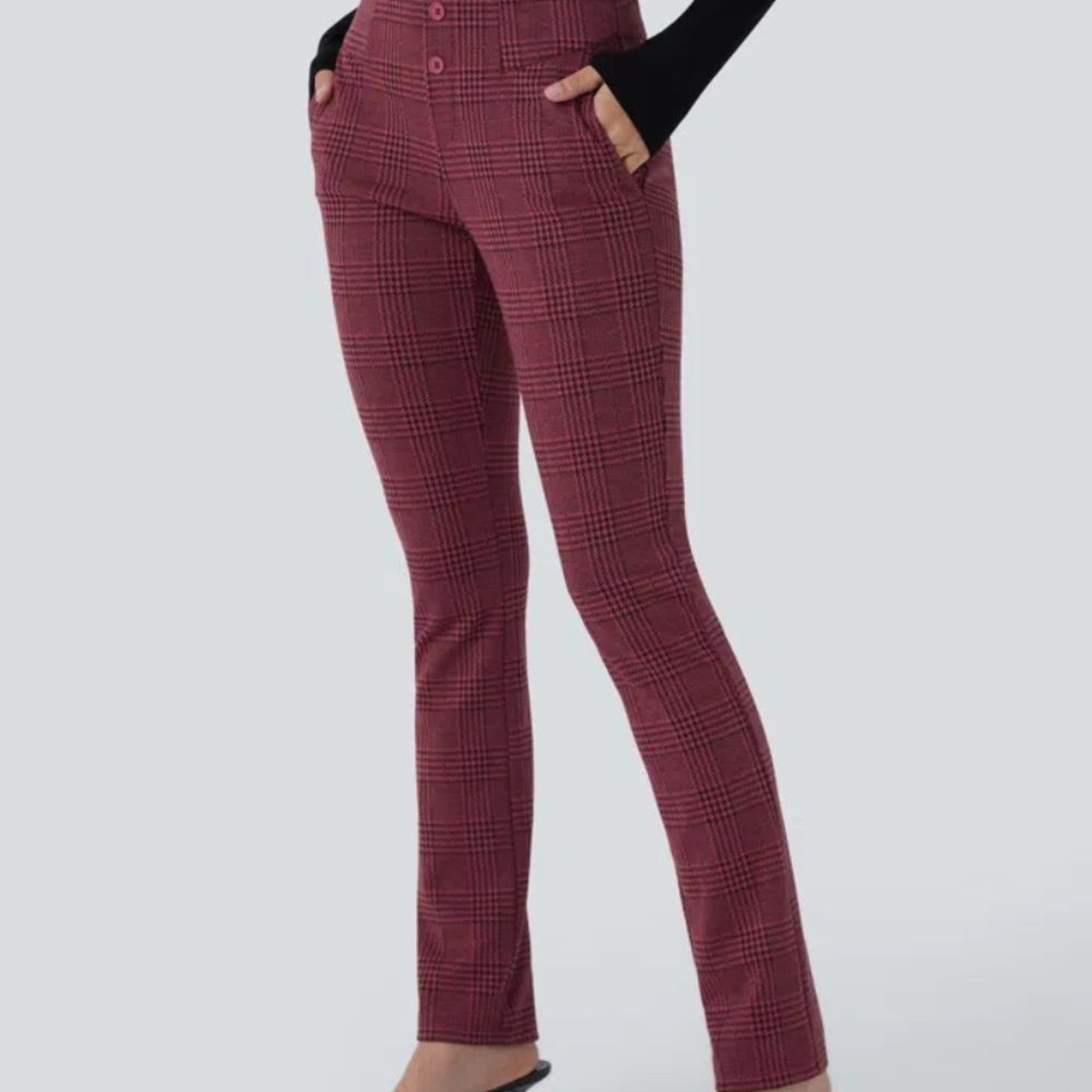 Plaid High-Waisted Women's Pants